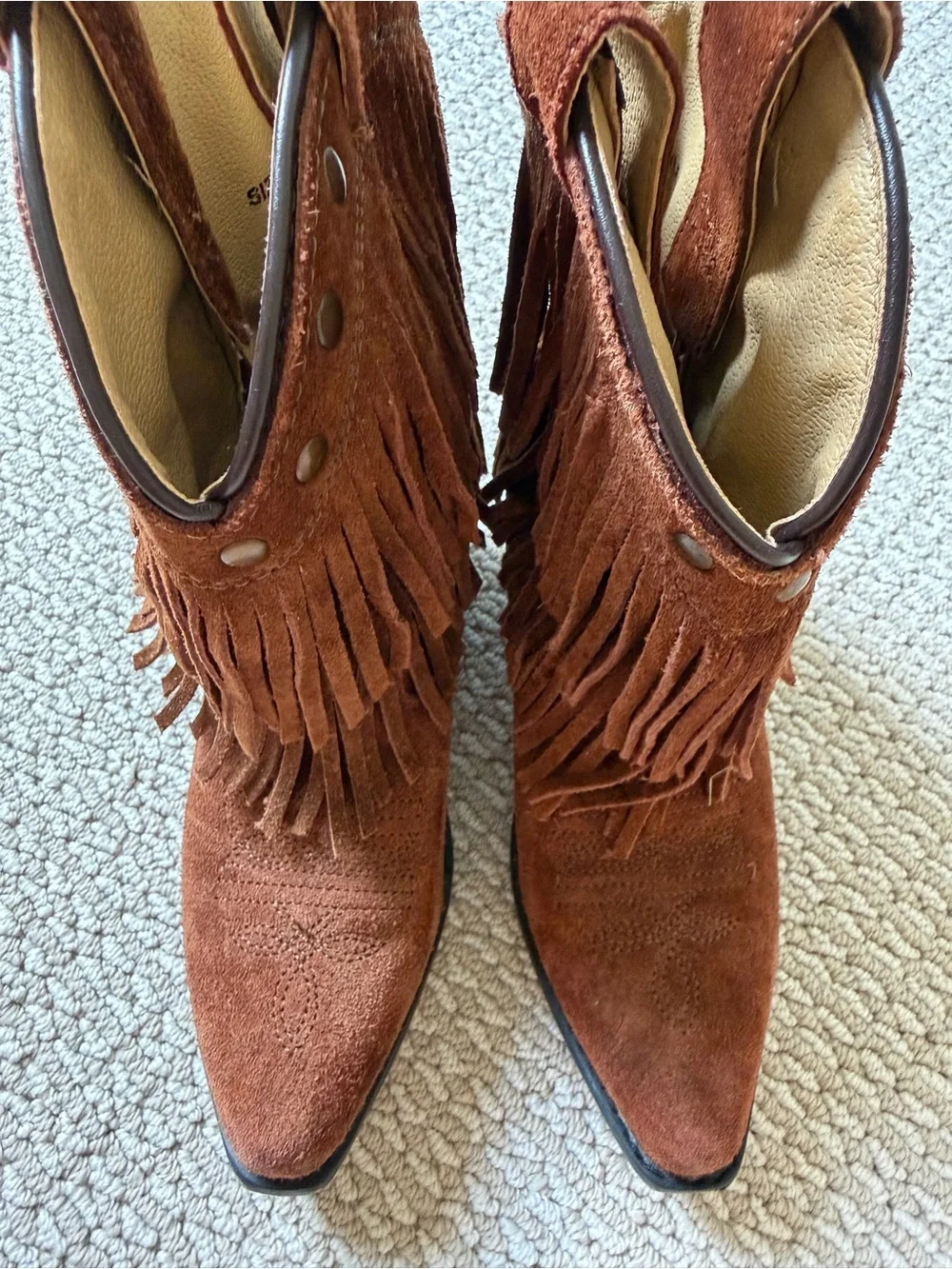 Kids Suede Fringe Ankle Boots - Brown